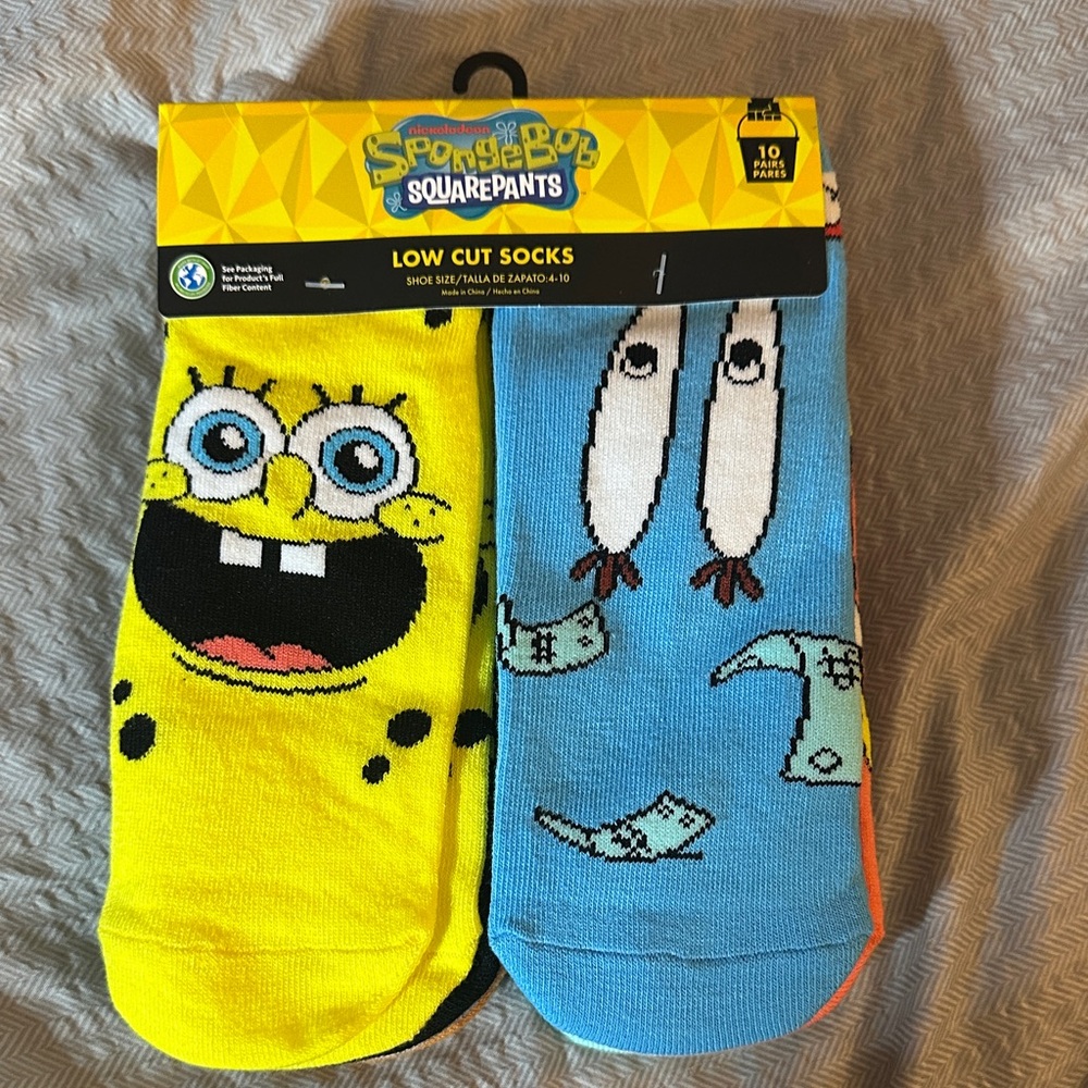 SpongeBob SquarePants Yellow and Blue Character Socks